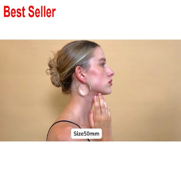 Sterling Silver Hoop Earrings 14K Gold Plated Hypoallergenic Lightweight - Picture 8 of 8